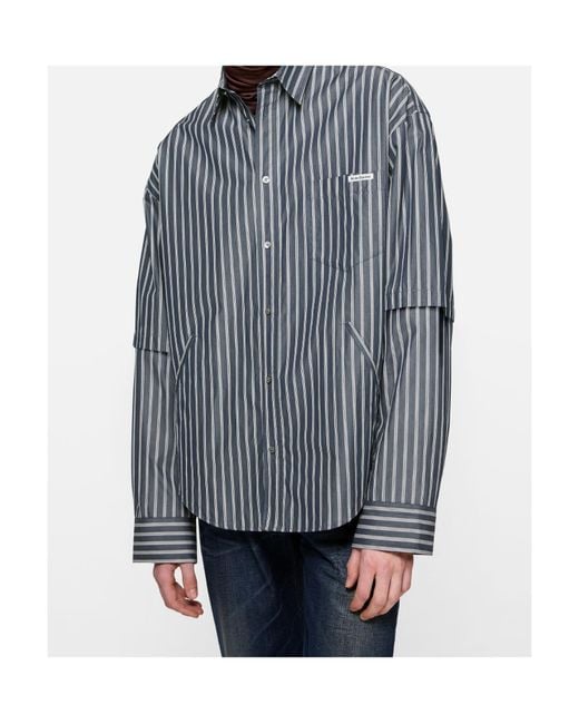 Acne Gray Striped Shirt for men