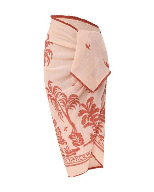 Zimmermann Pink Embroidered Woven Pareo Beachwear