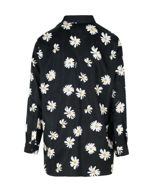 Moschino Black Floral Printed Long-Sleeved Shirt for men