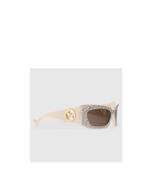 Gucci White Eyewear Squared Frame Sunglasses