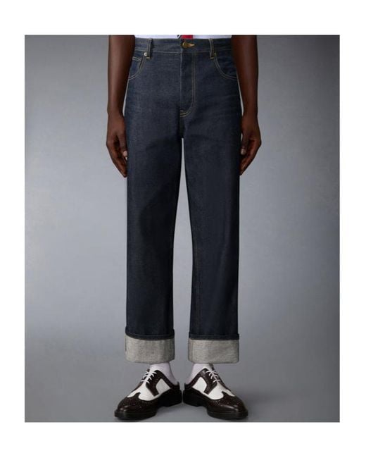 Thom Browne Blue Selvedge Denim 5-Pocket Trousers for men