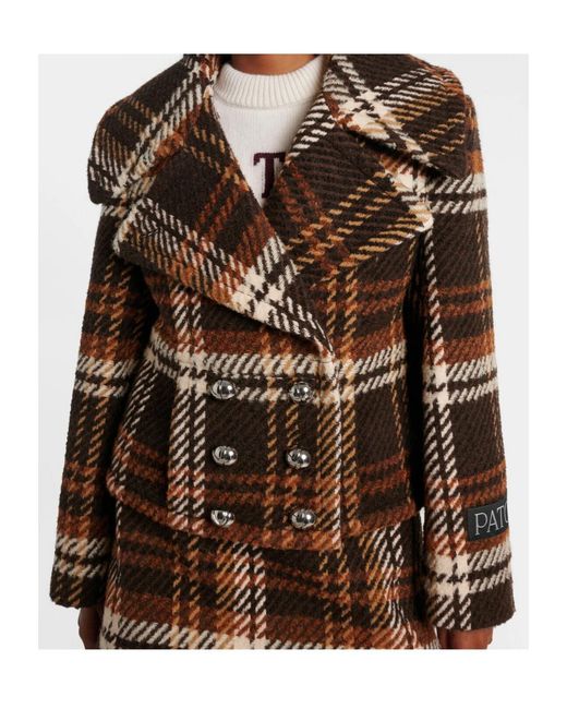 Patou Brown Check Double-Breasted Casual Jacket