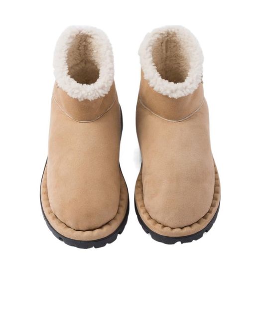Prada Natural Triangle-Logo Suede Boots