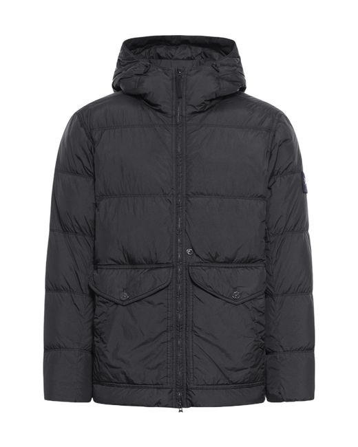 Stone Island Black Hooded Puffer Jacket for men