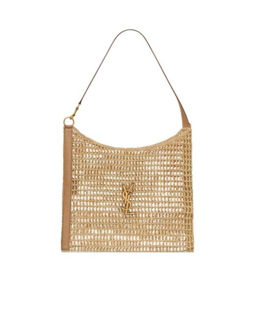 Saint Laurent White Oxalis Logo Plaque Shopping Bag