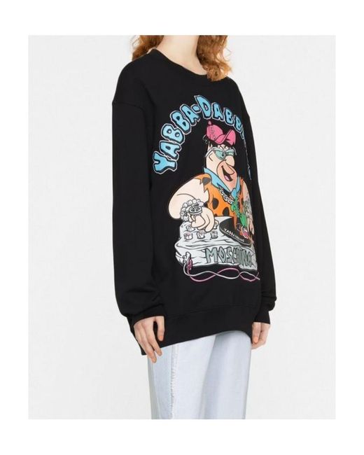 Moschino Black Graphic-Print Crew Neck Sweatshirt