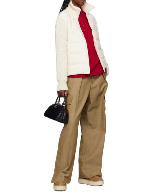 Moncler White Zip-Up Padded Knit Cardigan