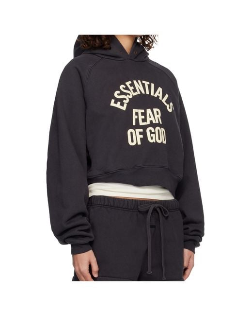 Fear Of God Black Logo Cropped Hoodie