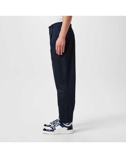 Valentino Blue Pleat Detail Tapered Trousers for men