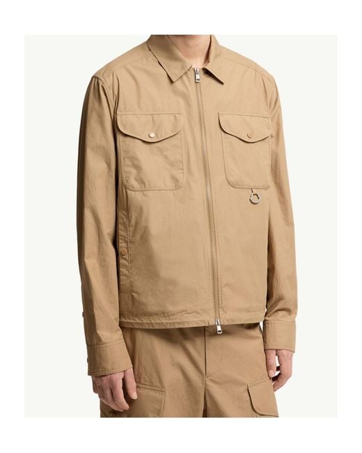 Moncler Natural Logo Patch Zipped Shirt Jacket for men