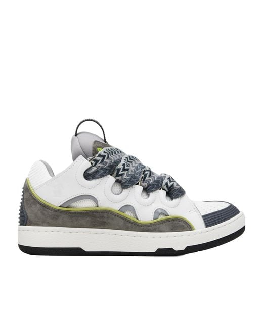 Lanvin White Curb Leather Sneakers for men