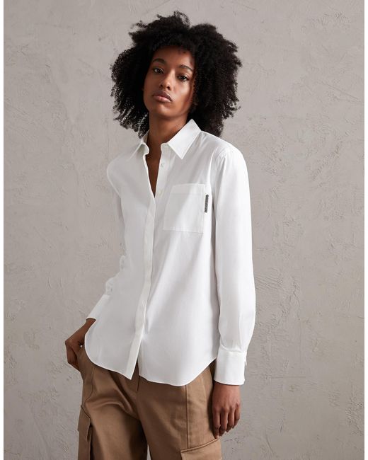 Brunello Cucinelli White Beaded Tab Detail Shirt