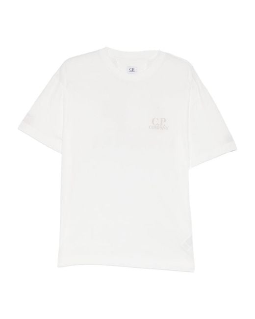 C P Company White Logo-Print T-Shirt for men