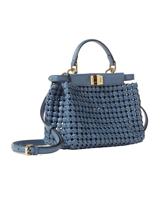Fendi Blue Interlaced Leather Bag