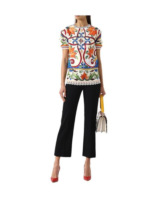 Dolce & Gabbana White Print Short Sleeve T-Shirt