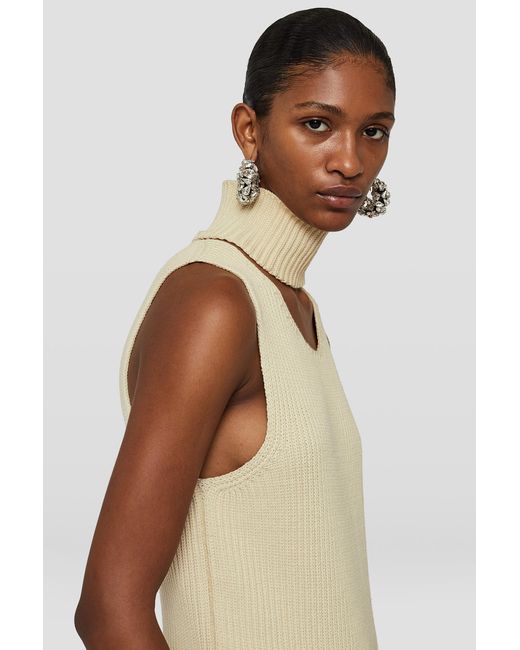 Jil Sander Natural Cut-Out Detailed High-Neck Knitted Vest