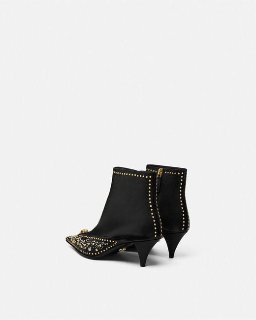 Versace Black Studded La Medusa Ankle Boots