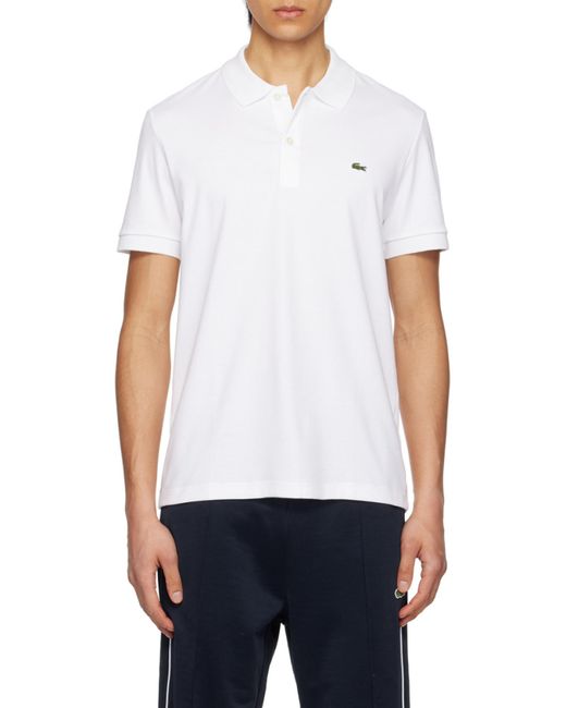 Lacoste White Logo Patch Regular Fit Polo Shirt for men