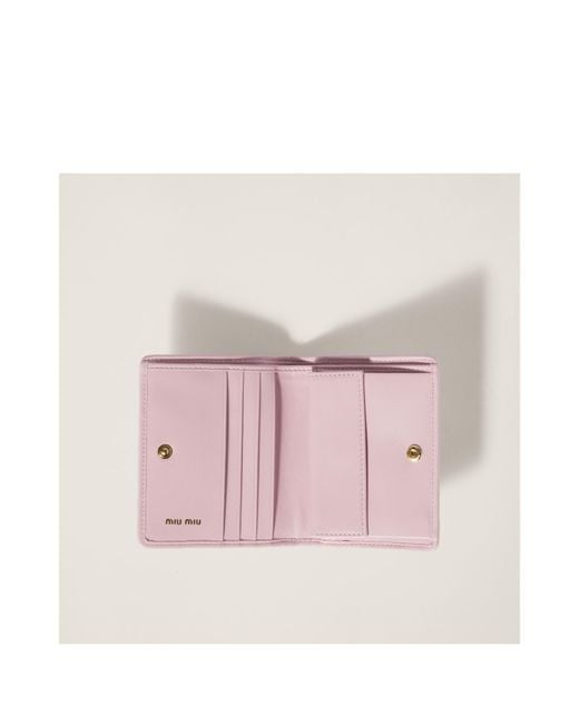 Miu Miu Pink Small Matelassé Nappa Leather Wallet