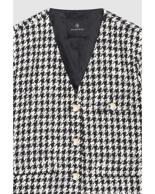 Anine Bing Black Cara Houndstooth-Pattern Blazer