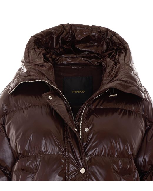 Pinko Brown Hooded Down Jacket