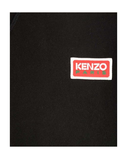 KENZO Black Logo-Patch Crewneck Sweatshirt for men