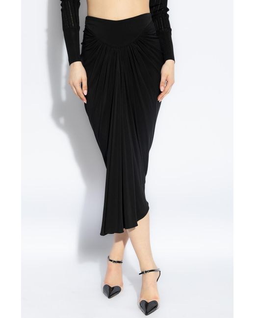 Alaïa Black Alaïa Draped Detailed Midi Skirt