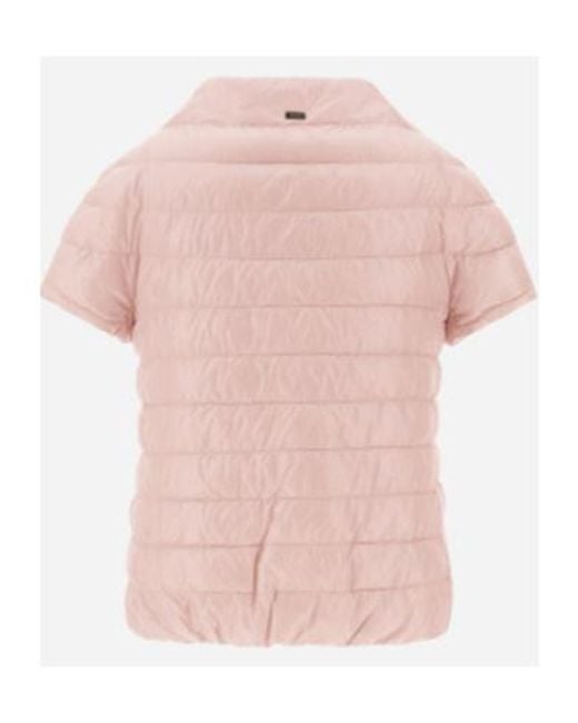 Herno Pink Short-Sleeve Quilted Jacket