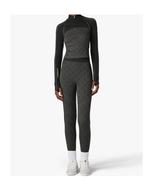 Casablanca Black Monogram Zip Performance Top