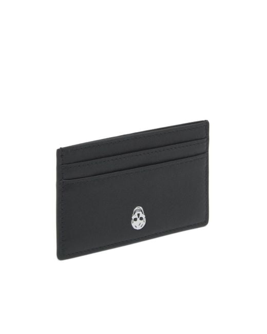 McQueen Black Skull Printed Card Holder for men