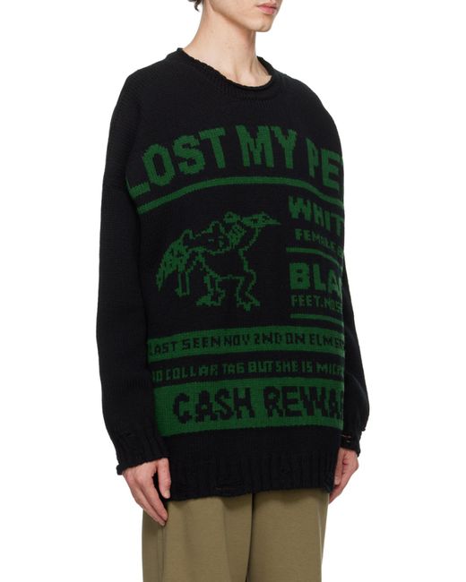MM6 by Maison Margiela Black Jacquard Sweater for men