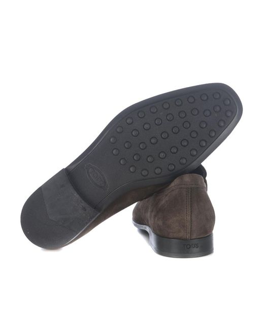 Tod's Gray T Monogram Classic Loafers for men