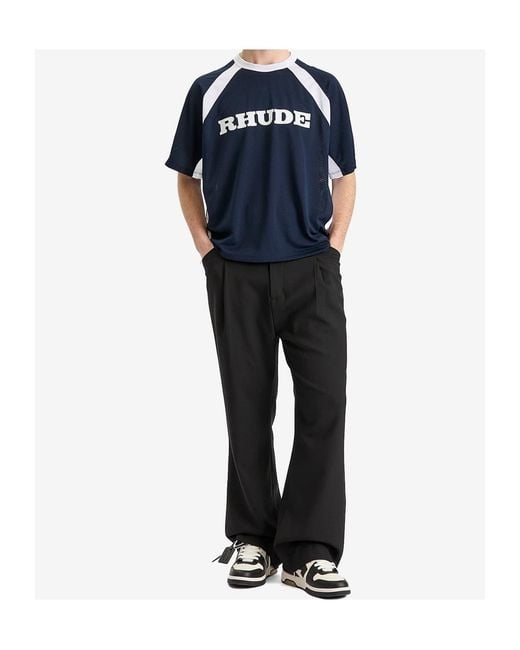 Rhude Blue Racing Logo Mesh T-Shirt for men