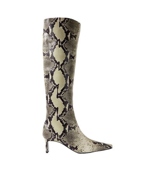 Khaite White Ona Knee-High Embossed Boots