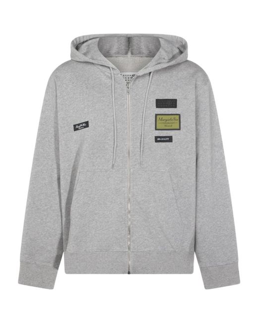 MM6 by Maison Margiela Gray Logo Patch Hoodie for men
