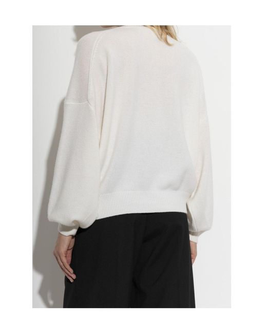Lisa Yang White Veira Balloon-Sleeve Knitted Sweater