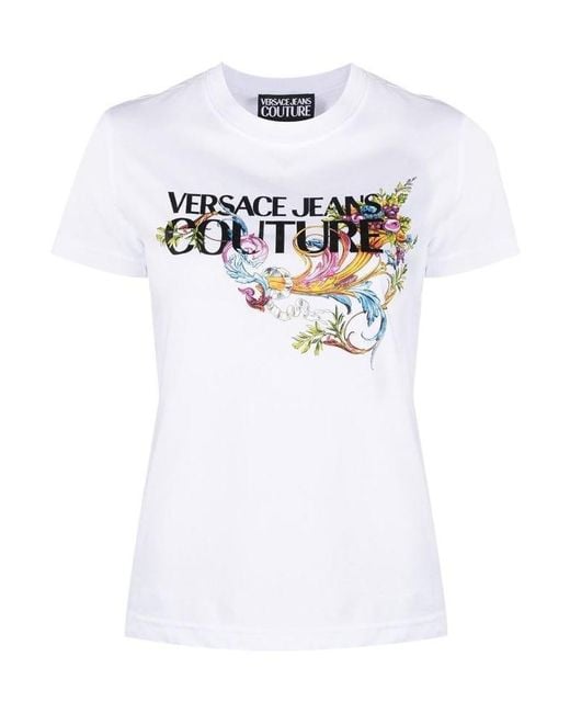 Versace Jeans White Logo Graphic Print Cotton T-Shirt