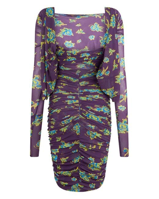 Philosophy Di Lorenzo Serafini Blue Long-Sleeved Floral Dress