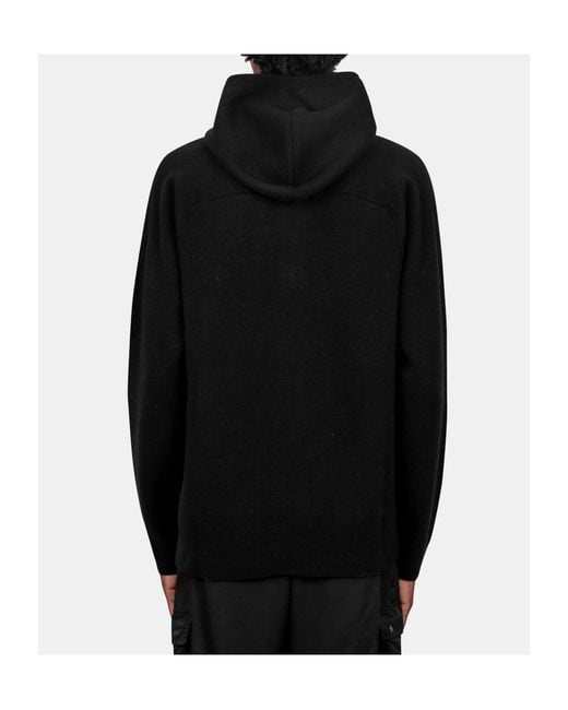 C P Company Black Long-Sleeved Hooded Sweatshirt for men