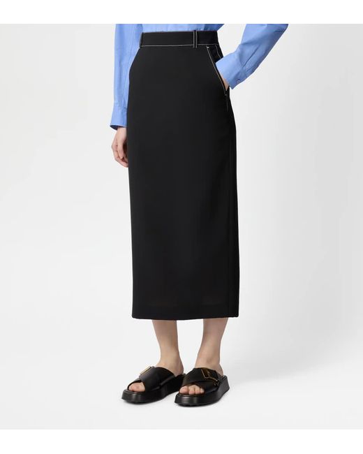 Tod's Black Belt Loop Midi Skirt