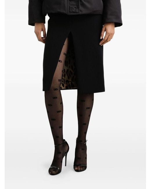 Dolce & Gabbana Black Front Slit Midi Pencil Skirt