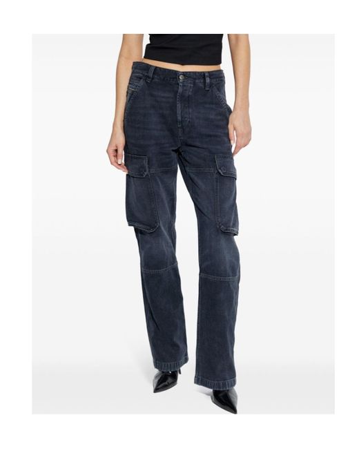 DIESEL Blue D-Pot-Cargo Logo Plaque Jeans