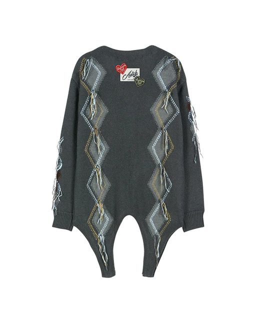 ANDERSSON BELL Gray Diamond Pattern Cardigan