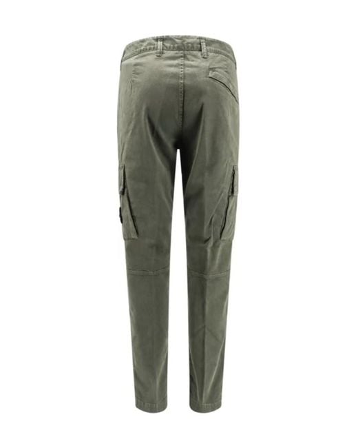 Stone Island Green Logo Patch Straight Leg Pants for men