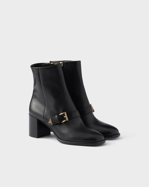 Prada Black Leather Booties