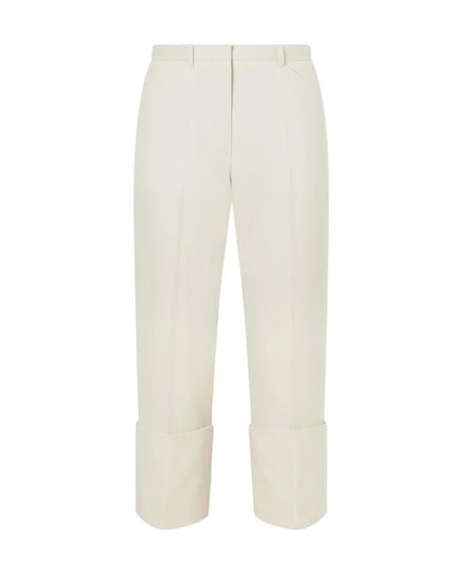 Calvin Klein White Ramie-Blend Twill Straight-Leg Pants
