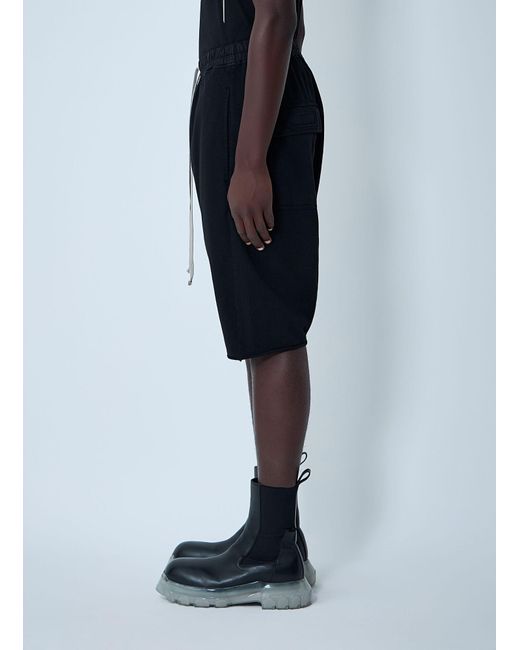 Rick Owens Black Drawstring Knee-Length Shorts for men