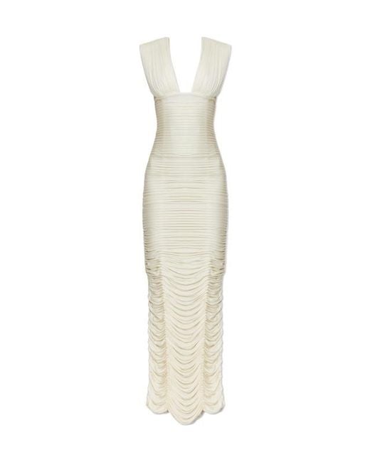 Versace White Draped Open-Back Dress
