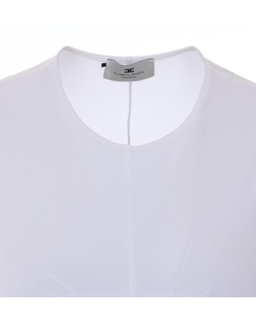 Elisabetta Franchi White Jewel-Detail Sleeveless Jersey Top