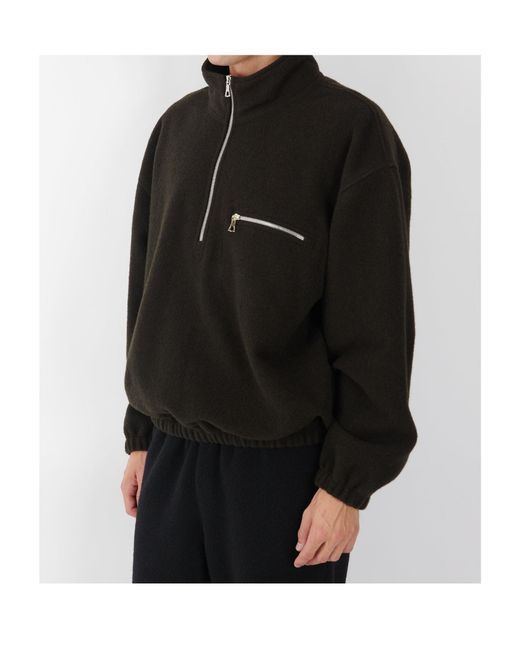 Rier Black Half-Zip Fleece Sweatshirt for men